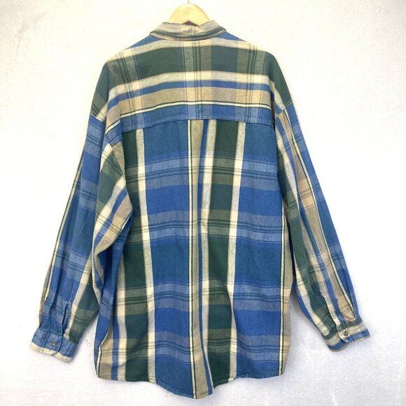 Vintage 90s Bon Homme Button Up Flannel Shirt Mens 2XLT Tall Plaid Long Sleeve - Picture 2 of 11